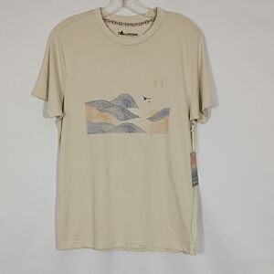 NWT Tallwoods Oatmeal Rolling Waves Graphic Tee Mens Size Small